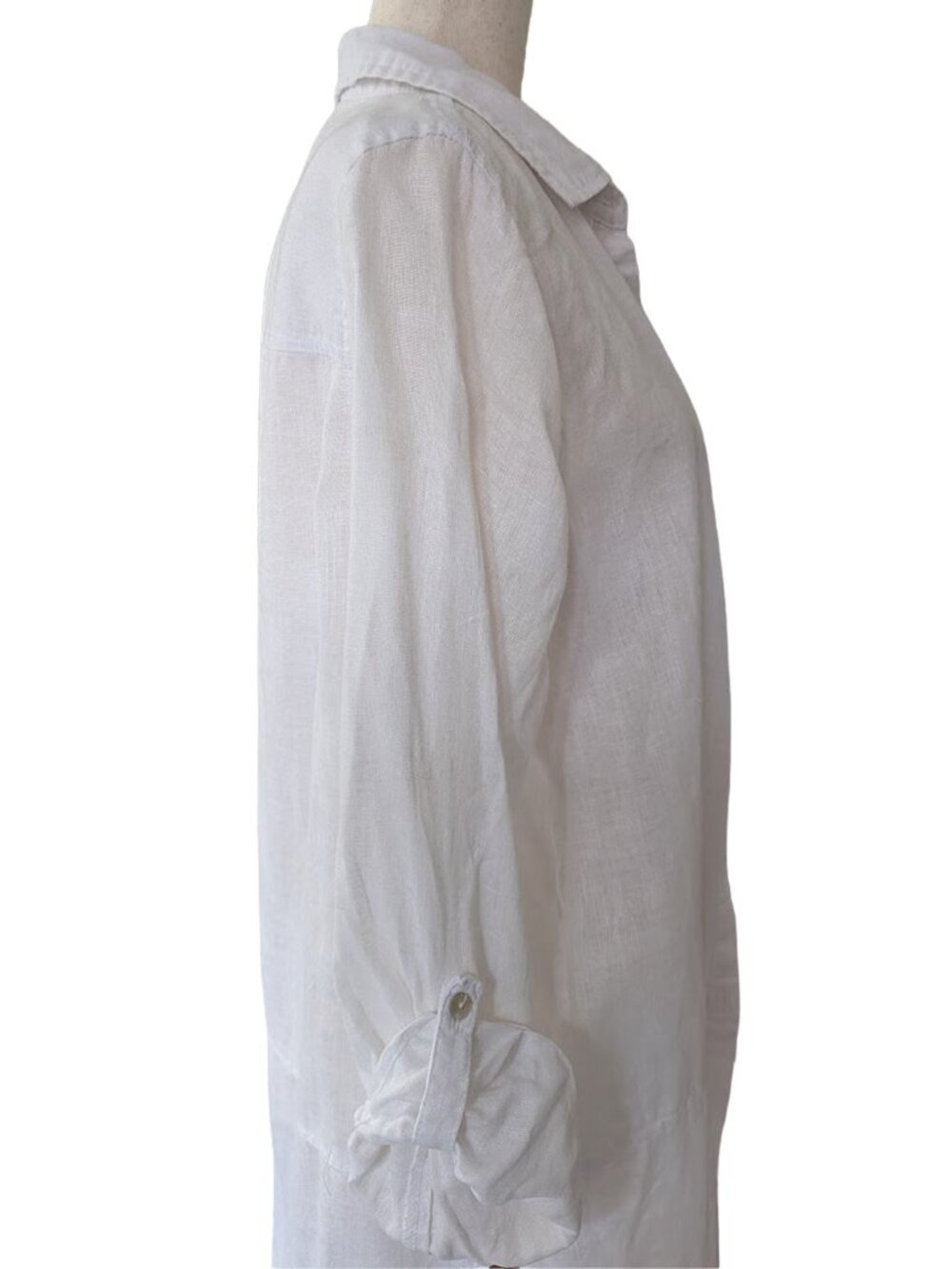Tahari 100% Linen Button Down White Tunic - Picture 6 of 11